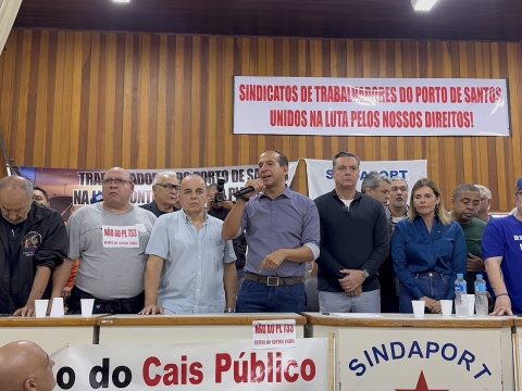 Paulo Alexandre Barbosa participa de assembleia com sindicalistas e reforça apoio aos trabalhadores portuários